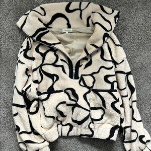 Promesa Cream and Black Bow Fleece Jacket size Small
